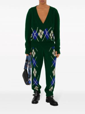 Sweter wełniany z wzorem argyle Burberry zielony