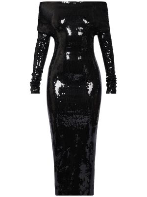 Midi šaty s dlhými rukávmi Alexandre Vauthier čierna
