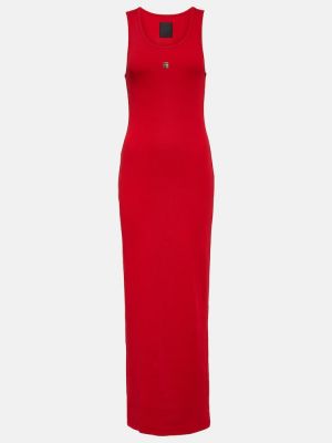 Sukienka długa bawełniana z dżerseju Givenchy Czerwona