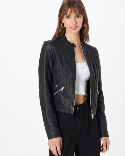 Priliehavá kožená bunda z ekologickej kože Vero Moda čierna