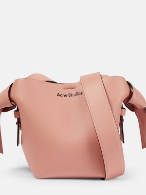 Bolsa de hombro de cuero de cuero Acne Studios rosa