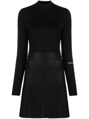 Μini φόρεμα από ζέρσεϋ Calvin Klein Jeans μαύρο