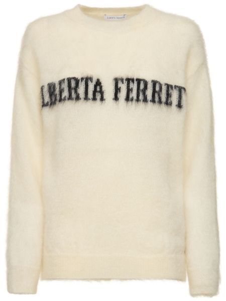 Mohair striktrøje Alberta Ferretti hvid