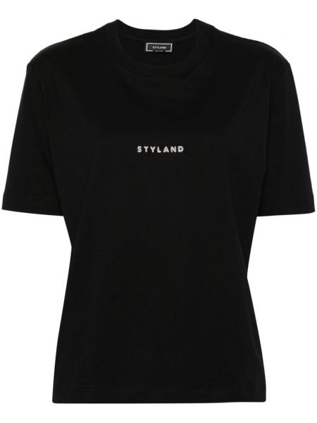 Kokvilnas t-krekls Styland melns