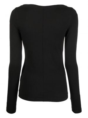 T-shirt en coton avec manches longues Calvin Klein noir