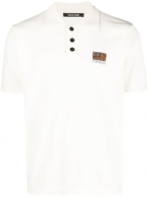 Поло тениска бродирана Roberto Cavalli бяло