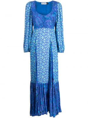 Kvetinové dlouhé šaty s potlačou Rixo modrá
