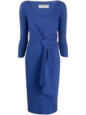 Koktejl obleka z v-izrezom Chiara Boni La Petite Robe modra