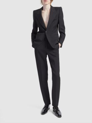 Vlněné klasické kalhoty Saint Laurent černé