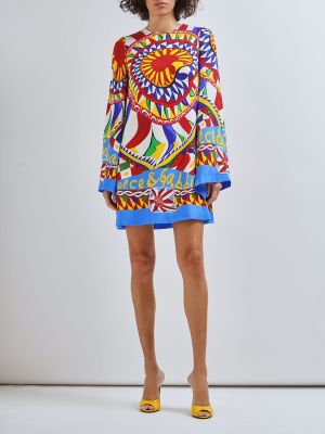 Svilena mini obleka s potiskom Dolce & Gabbana