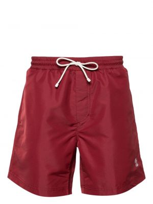 Pantaloni scurți cu broderie Brunello Cucinelli roșu