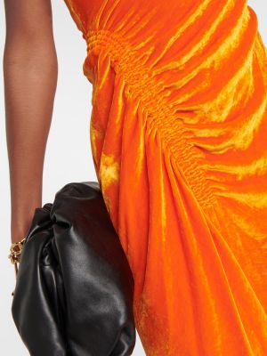 Aksamitna sukienka midi Proenza Schouler pomarańczowa