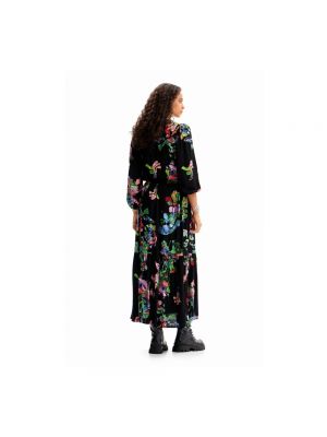 Sukienka midi z dekoltem w serek Desigual czarna
