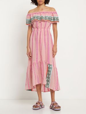 Bavlněné midi šaty Lemlem růžové