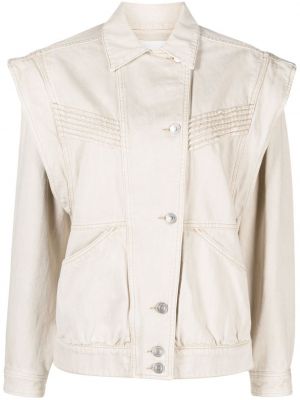 Klasické bavlněné džínová bunda s kapsami Isabel Marant Etoile - stříbrný