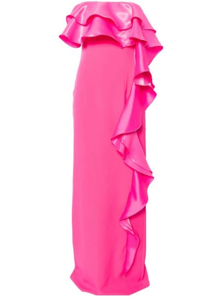 Večerné šaty s volánmi Nissa ružová