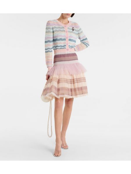 Tylové pruhované mini sukně Susan Fang fialové