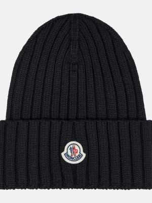 Cappello di lana di lana in maglia Moncler nero