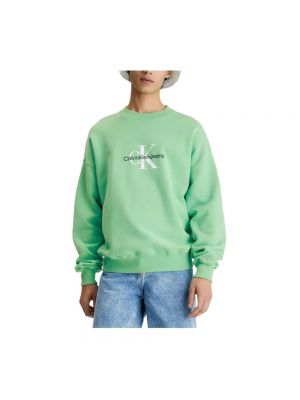 Sweter oversize z nadrukiem Calvin Klein zielony