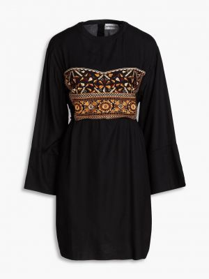 Платье мини с вышивкой из крепа Antik Batik черное