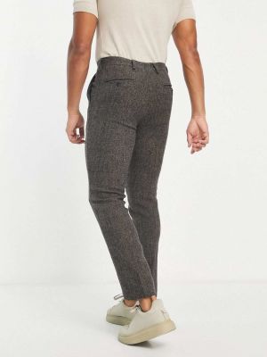Твидовые брюки French Connection коричневые