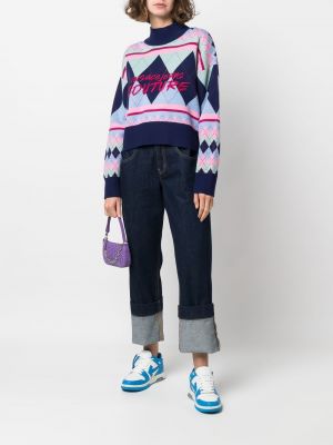 Haftowany sweter z wzorem argyle Versace Jeans Couture