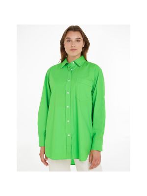 Camisa de algodón manga larga Tommy Hilfiger verde