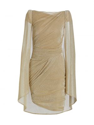Металлизированное мини-платье с накидкой на спине Talbot Runhof золотой