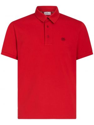 Pamučna polo majica s vezom Etro crvena