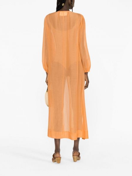 Vestito lungo di seta di cotone Manebi arancione