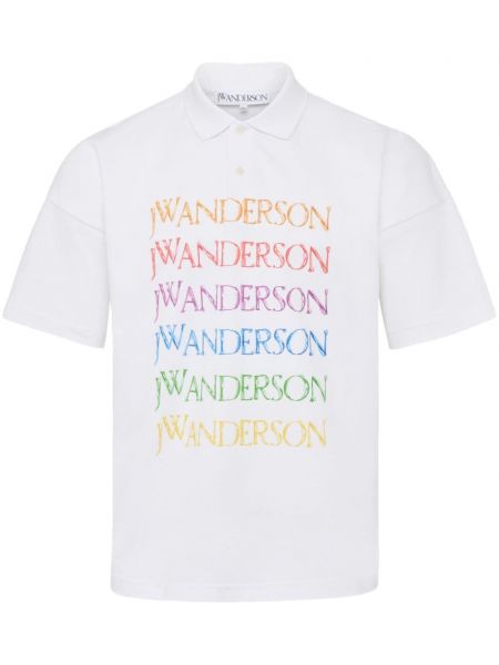 Baskılı pamuklu polo yaka tişört Jw Anderson beyaz