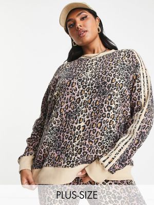 Леопардовый свитер с принтом Adidas Originals коричневый