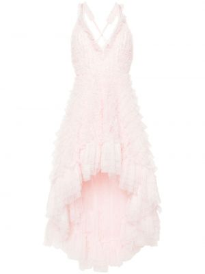 Šaty s vysokým pasem s volány Needle & Thread růžové