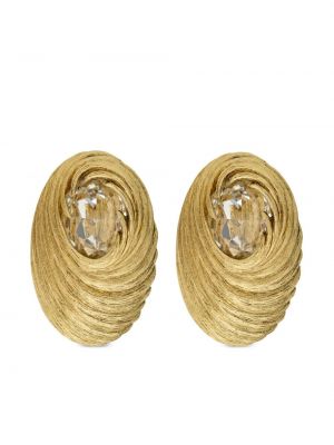 Boucles d'oreilles à boucle en cristal Saint Laurent doré