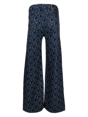 Spitzen schnür jeans mit print Ludovic De Saint Sernin blau