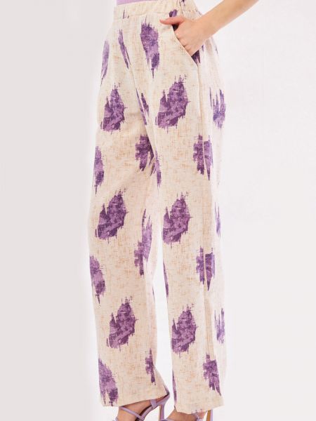 Pantaloni de in cu croială lejeră cu buzunare Armonika violet