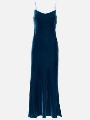 Vestido largo de terciopelo‏‏‎ Asceno azul