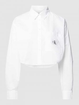 Bluzka bawełniana relaxed fit Calvin Klein Jeans biała