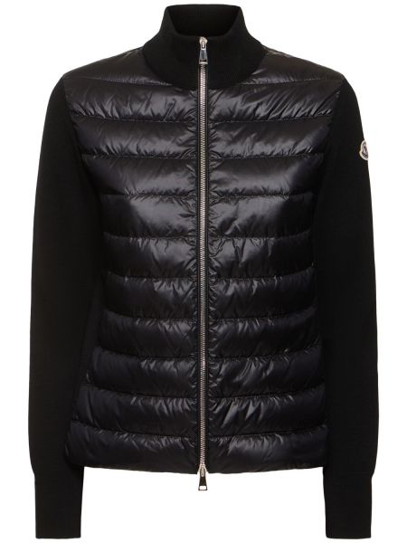 Kardigan wełniany puchowy Moncler czarny