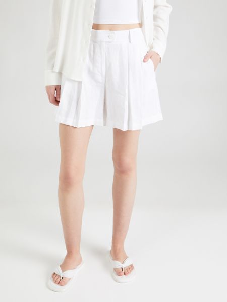 Plisované bavlnené priliehavé šortky Sisley biela