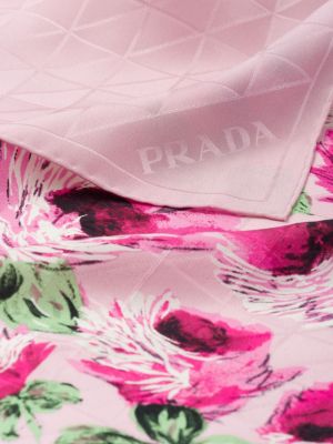 Šalle ar ziediem ar apdruku Prada rozā