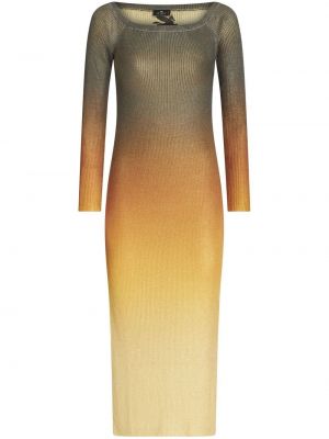 Spalvų gradiento rašto suknele kokteiline Etro geltona