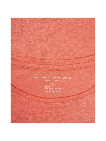 Leinen t-shirt mit rundem ausschnitt Majestic Filatures rot
