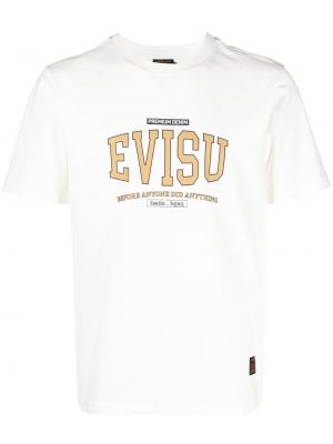 Koszulka z nadrukiem z okrągłym dekoltem Evisu biała