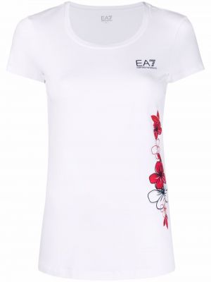Camiseta de flores con estampado Ea7 Emporio Armani blanco