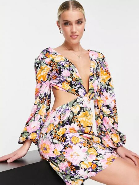 Платье мини с вырезом на спине в цветочек с принтом Love Triangle