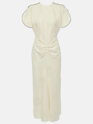 Bavlnené midi šaty Victoria Beckham biela