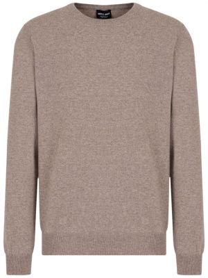 Sweter z kaszmiru z okrągłym dekoltem Giorgio Armani beżowy