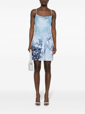 Sukienka mini z nadrukiem w abstrakcyjne wzory Diesel niebieska