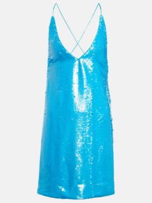 Mini vestido con lentejuelas Ganni azul
